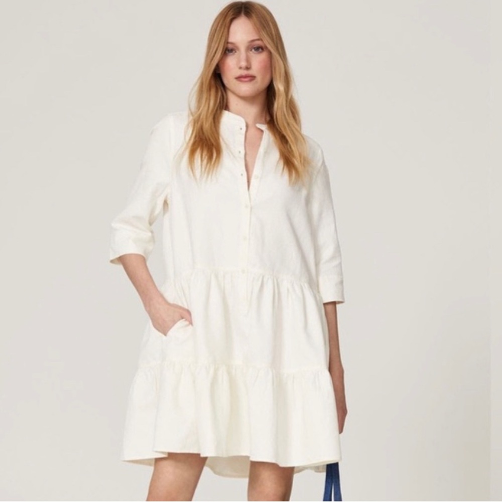APIECE APART Maurino Drop Waist Mini Dress in Cream